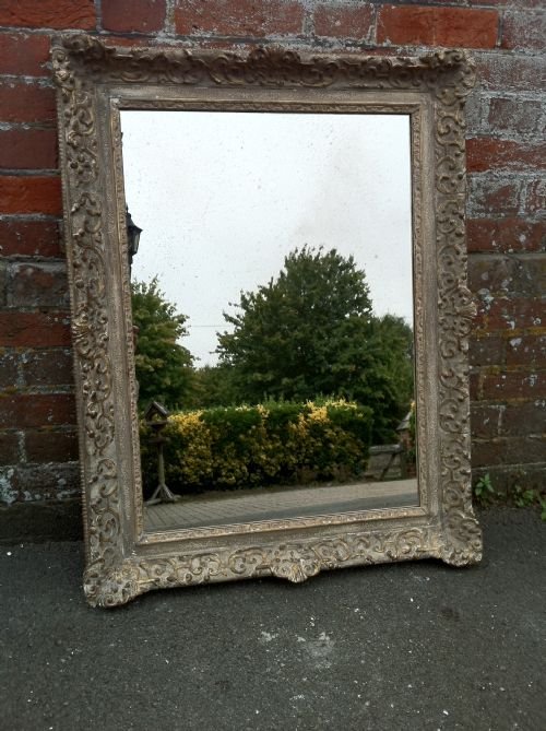 19th Century Carved Wood Ornate Wall Mirror.