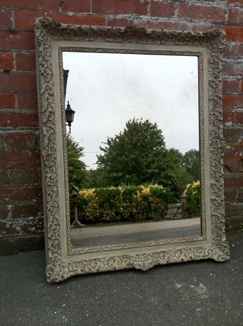 19th Century Decorative English Carved Wood Wall Mirror.