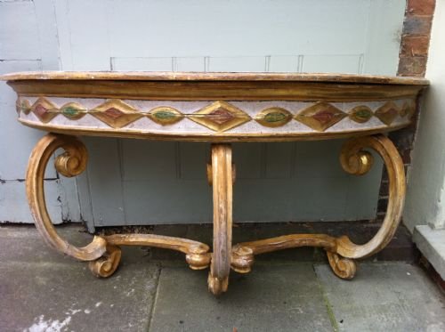 Large Italian Gilt and Painted 19th Century Console Table.