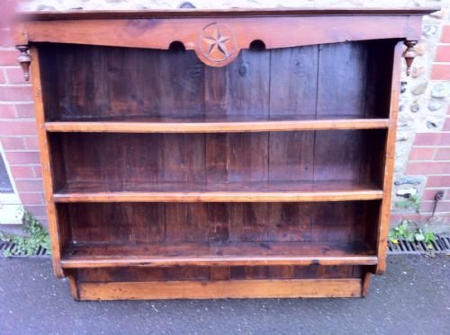 19th Century French Fruitwood Wall Shelve with Decorative Star Inlay and Finals to the Side.