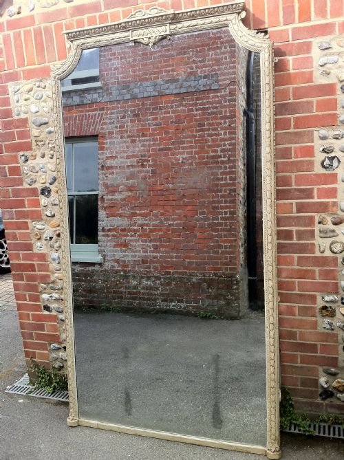 19th Century Carved Wood and Painted Large Overmantle Mirror