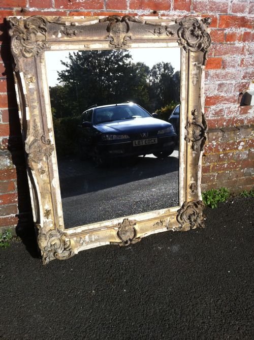 Early 19th Century English Distressed Shabby Chic Wall Mirror.