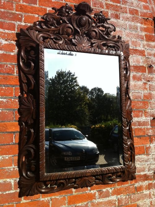 Large 19th French Oak Carved Wall Mirror