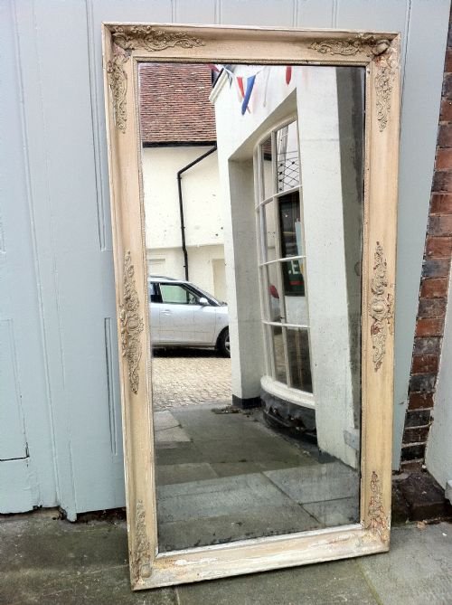 Early Large 19th Century French Distressed Painted Louis Phillippe Mirror