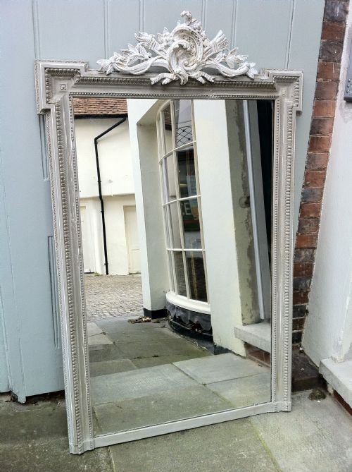 Large 19th Century French Painted Decorative Wall Mirror