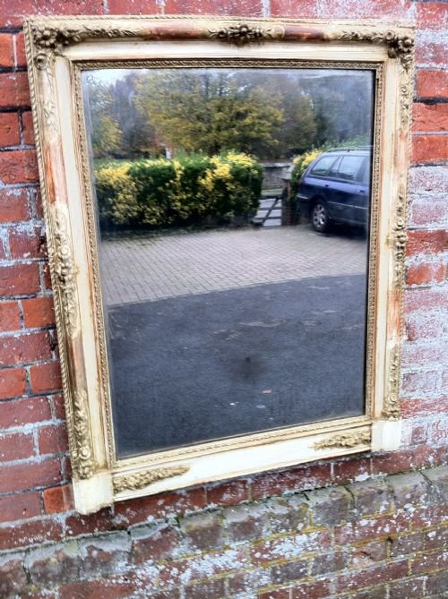 Early 19th Century French Louis Phillippe Cream and Gilt Wall Mirror.
