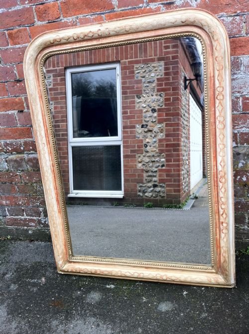 19th Century French Red & Cream Gesso Wall Mirror