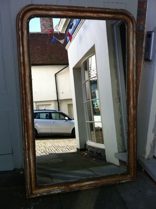 Large19th Century French Curved Top Distressed Wall Mirror