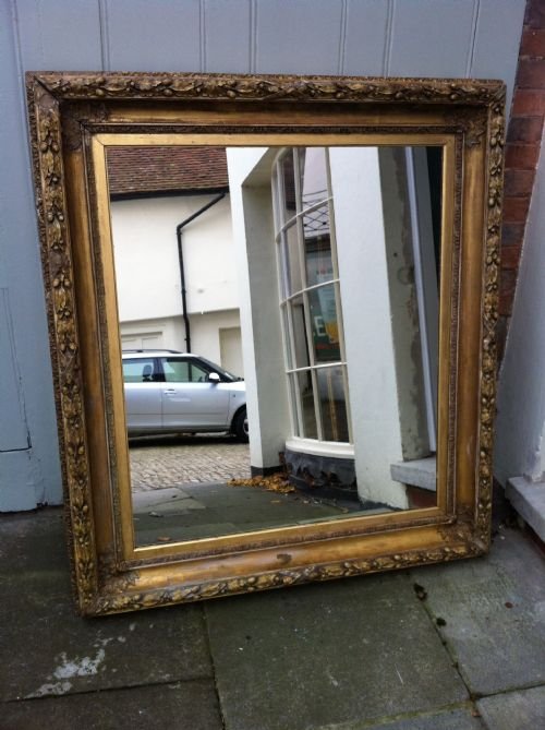 19th Century Large Gilt Laurel Leaf English Wall Mirror