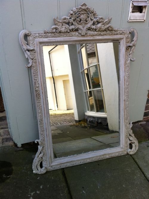 19th Century French Painted Decorative Ornate Wall Mirror