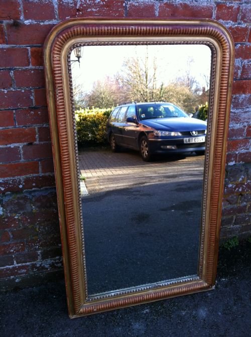 19th Century French Red and Gilt Ribbed Wall Mirror
