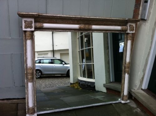 Large Early 19th Century English Decorative Column Overmantle Mirror