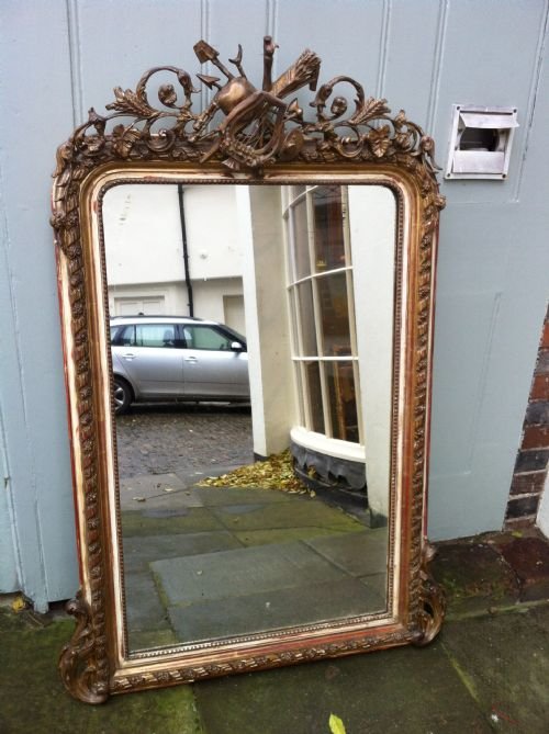 19th Century French Gilt Ornate Wall Mirror.