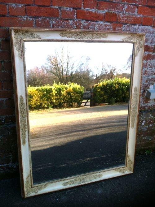 Early 19th Century French Cream and Gilt Empire Mirror.