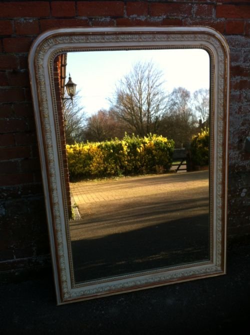 19th Century French Cream and Gilt Arched Top Mirror