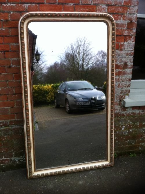 Large 19th Century Curved Top French Wall Mirror.