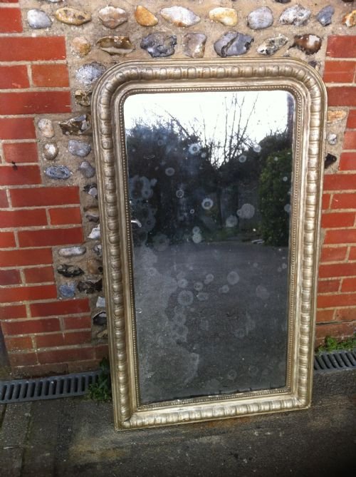 19th Century French Silvered Curved Top Mirror.