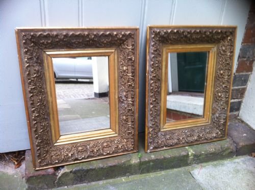 A Pair of Carved Wood English Wall Mirrors