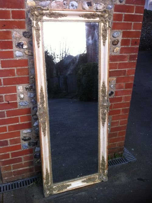 Early 19th Century French Cream and Gilt Gesso Louis Phillippe Wall Mirror