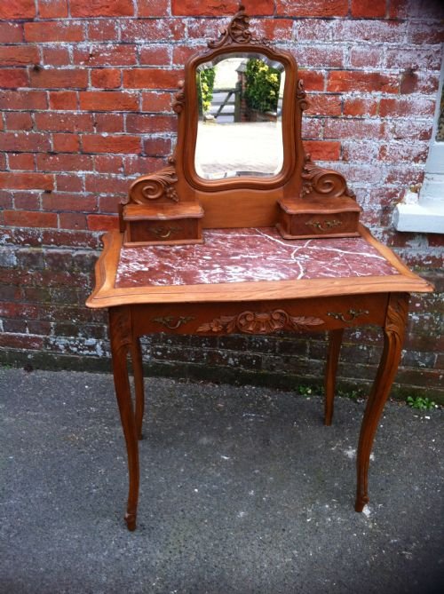 19th Century French Unusual Marble Top Dressing Table
