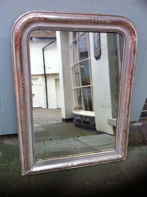 19th Century French Arched Top Silvered Wall Mirror.