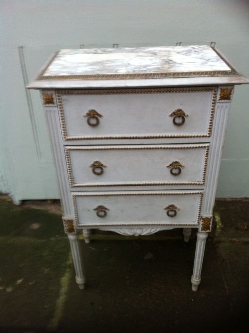 A 19th Century French Original Marble Top 3 Drawer Commode.
