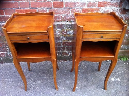 A Pair of French Fruitwood 19th Century Bedside Tables.