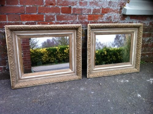 Pair of 19th Century English Carved Wood Wall Mirrors.