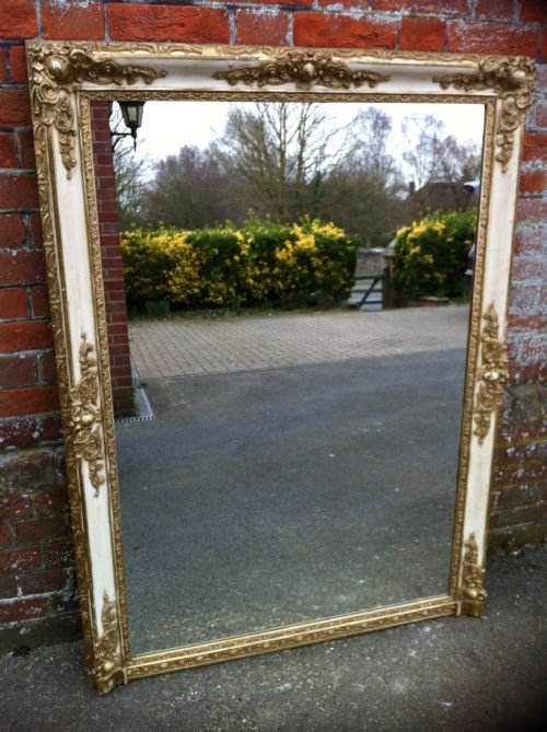 Large 19th Century French Cream and Gilt Mirror.