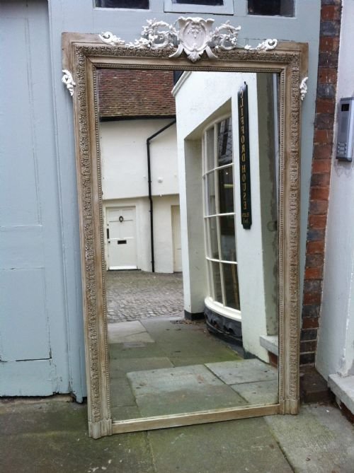 Large 19th Century French Painted Deacorative Wall Mirror.