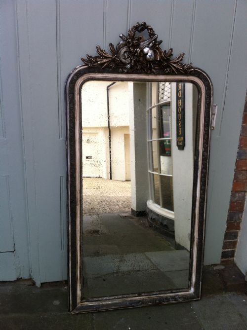 Large 19th Century French Decorative Silvered Mirror.