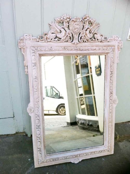 19th Century French Painted Dragon Crest Wall Mirror.
