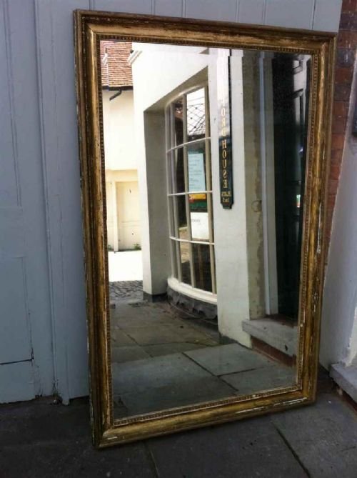 Large 19th Century French Gilt Original Distressed Wall Mirror.