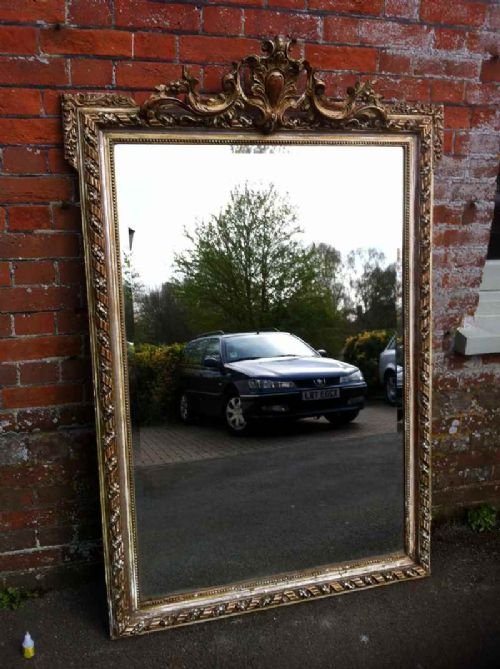 Large Early 19th Century French Decorative Original Wall Mirror.