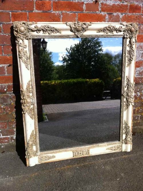Early 19th Century French Cream and Gesso Louis Phillippe Wall Mirror