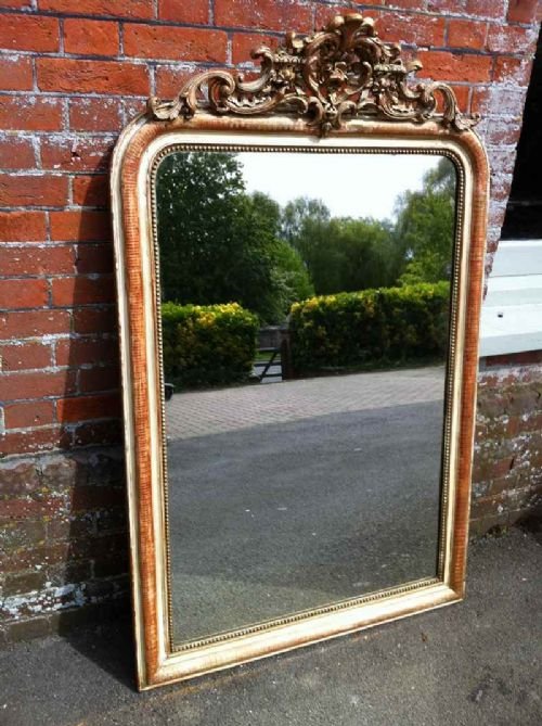 Large French Original Painted and Gesso Mirror