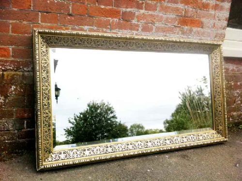 Large Regency Original Gilded Carved Wood and Gesso Mirror
