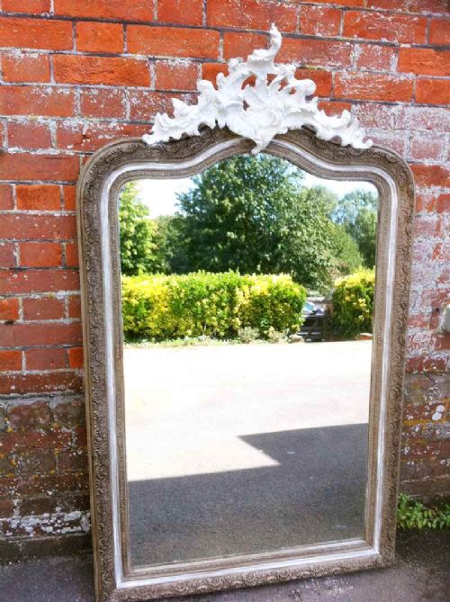 A Large Decorative 19th Century Frech Painted Mirror