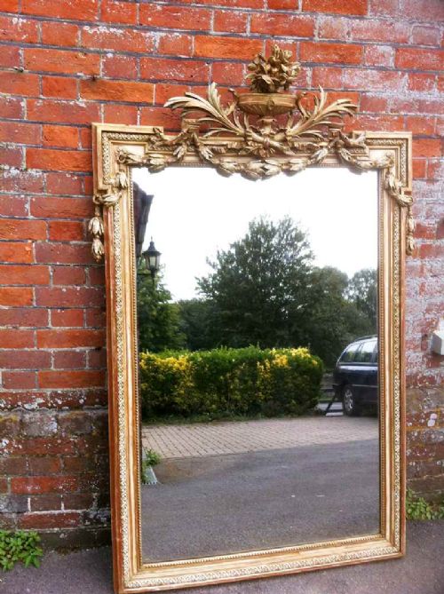 Large 19th Century French Carved Wood Highly Decorative Mirror