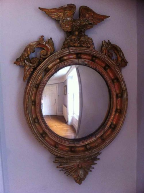 A Highly Unusual Large Early Eagle Crested Convex Mirror.
