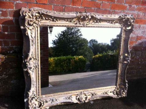 Early 19th Century Large Carved Wood & Gesso Mirror.