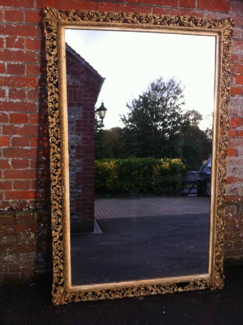 Large 19th Century French Carved Wood Decorative Mirror