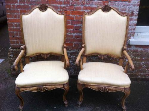 A Highly Unusual Pair of French Provincial Walnut Armchairs