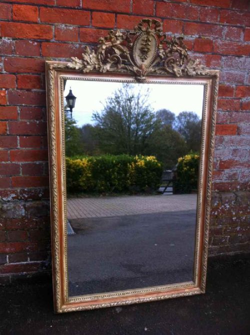 Early 19th Century French Cream and Red Gilt Gesso Mirror