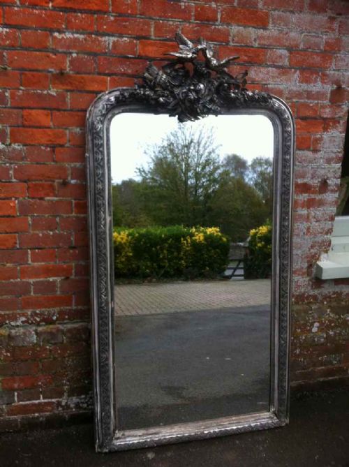 Early 19th Century Large French Silvered Ornate Mirror