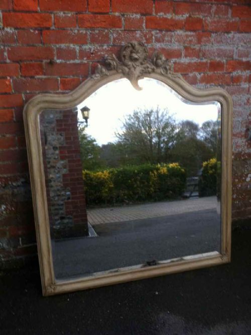 A Very Useful Size Large 19th Century French Shaped Top Decorative Mirror.