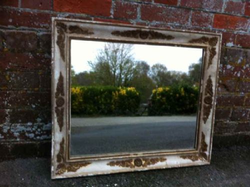 Useful Early 19th Century Cream and Gilt Mirror.