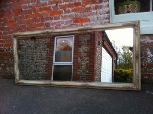 Large 19th Century French Painted Gesso with  Floral Ornate Wall Mirror