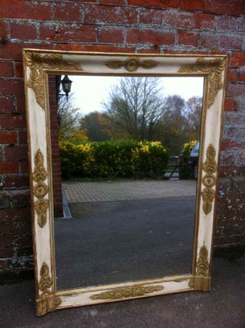 Antique French Carved Wood and Gesso Gilt Original Overmantel Mirror