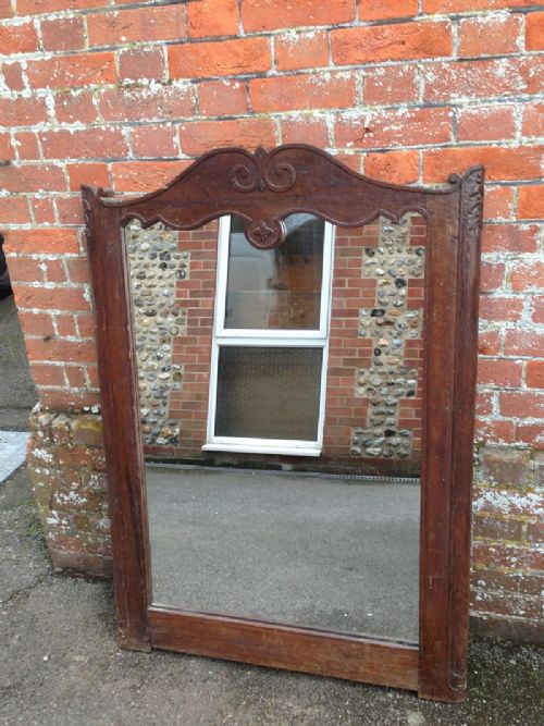 Unusually Large Antique French Oak Carved Wall Mirror